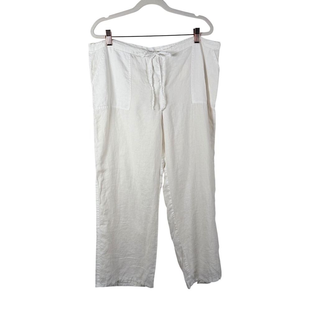 Peter England Nantucket White Linen Drawstring Pants Mens M 36x27 Resortwear